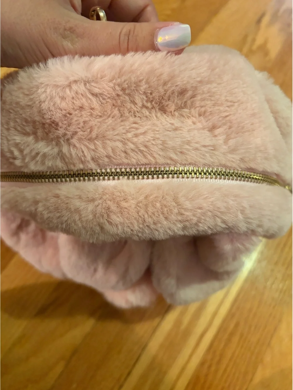 Cute Pink Faux Fur Bunny Backpack with Adjustable Straps